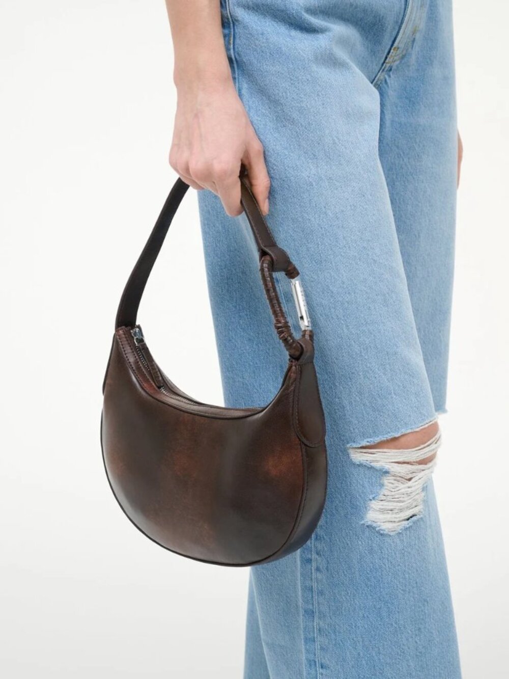 Staud Alden Shoulder Bag in Espresso Distressed - Picture 4 of 5